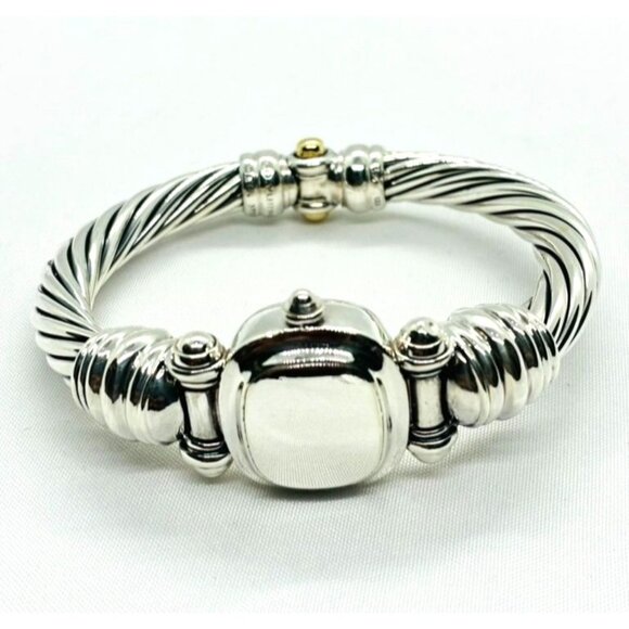 David Yurman Hinge Watch Case Bangle Bracelet 925 585 14k 5.75" - Picture 1 of 9